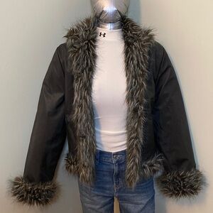 Stylish Reversible Gray Faux Fur Teddy Jacket